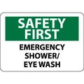 National Marker Co NMC OSHA Sign, Safety First - Emergency Shower/Eye Wash, 10in X 14in, White/Green/Black SF45RB